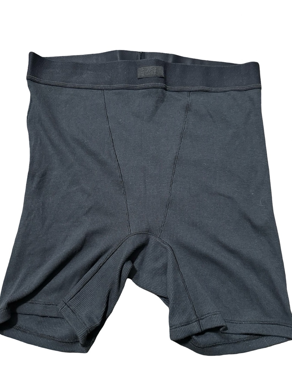 SKIMS Women’s Size M Black Cotton Ribbed Knit Logo Boxer Briefs